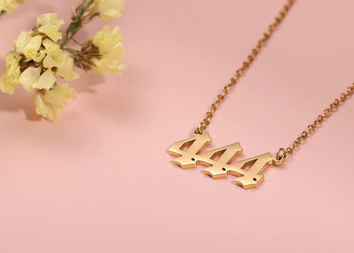 Angel Number Necklace for Women, 18K Gold Plated 000 111 222 333 444 555 666 777 888 999 Necklace Numerology Jewelry