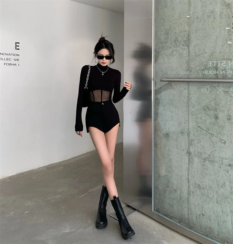 Summer Women T Shirt Woman Clothes Long Sleeve Tops Spring Black Slim Tshirt Female Crop Top Tee Sexy Skinny Y2k