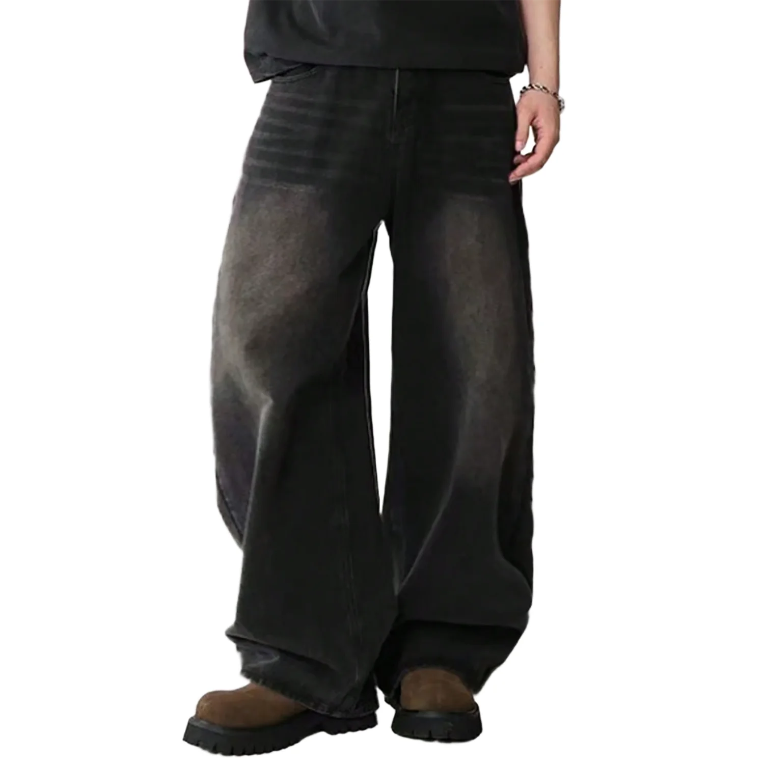 Four Season Men's Jeans Korean Version Student Casual Pants High Street Straight Loose Wide Leg Jeans Black Gray Blue Baggy Jean