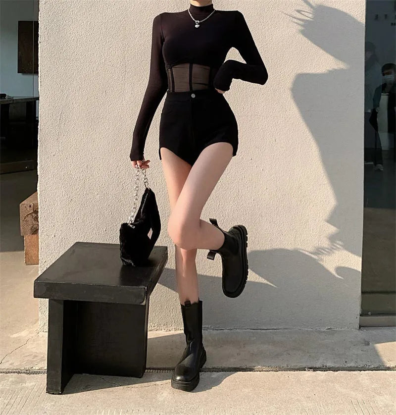Summer Women T Shirt Woman Clothes Long Sleeve Tops Spring Black Slim Tshirt Female Crop Top Tee Sexy Skinny Y2k